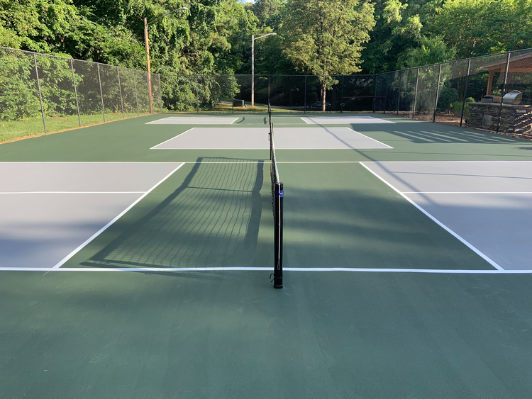 Carrboro, North Carolina pickleball court repair and resurface at Trinity at the Hill after