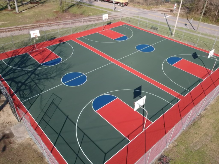 Fayetteville, North Carolina basketball court repair and resurface at JS Spivey Park after