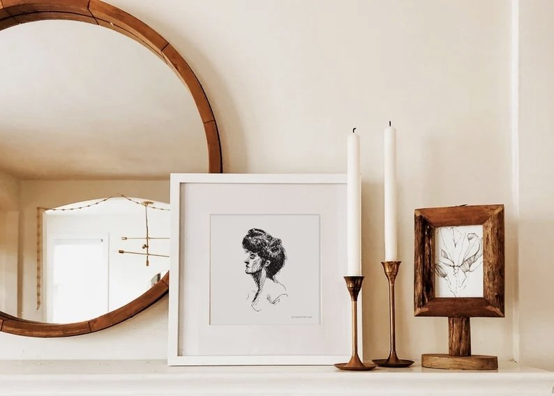Gibson Girl Ink Drawing Print