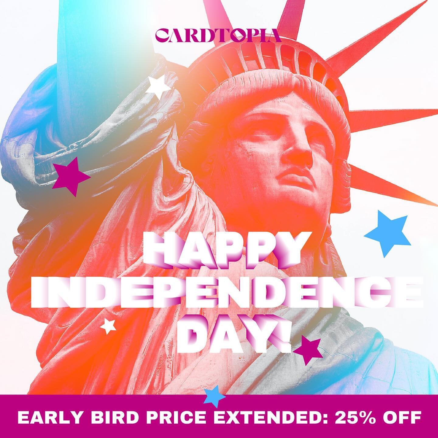 🎆 Exciting News! 🎆

To celebrate Independence Day, we're extending our Early Bird ticket prices for a limited time! ⏰ Don't miss out on this incredible opportunity to save and be part of #Cardtopia2023, The Ultimate Gathering of All Card Enthusiast