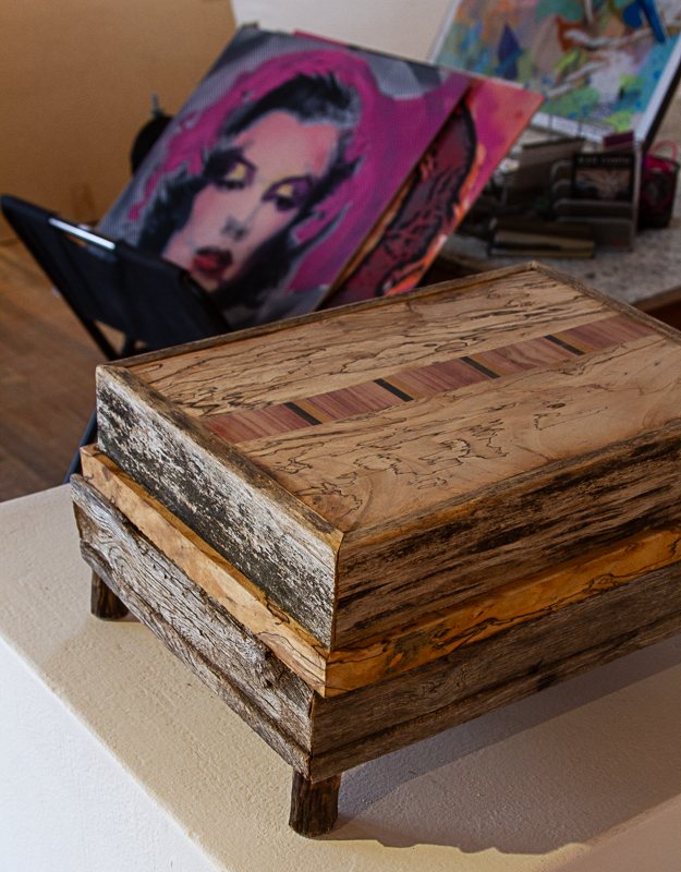 Wooden Box by Hanne Huisjes, Gaucho Blue Gallery Peñasco, NM