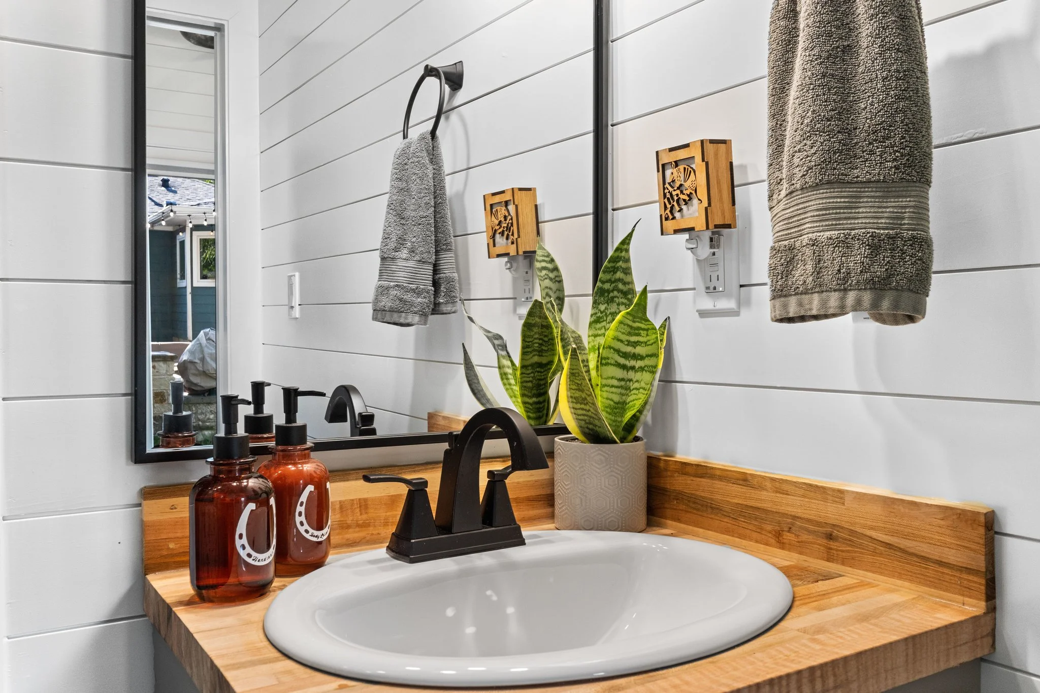 Bathroom stocked with necessities 