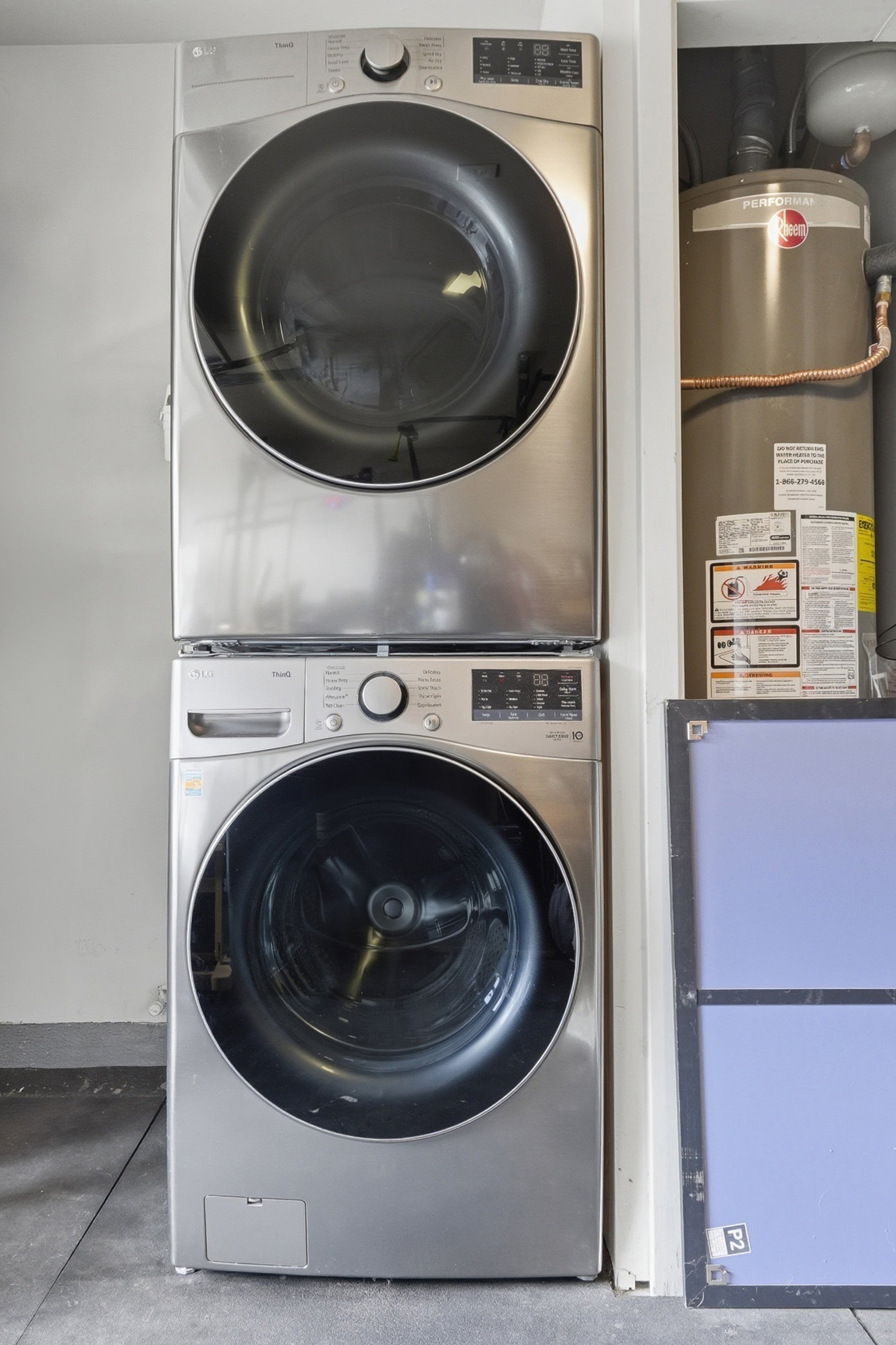 Washer and dryer located in garage