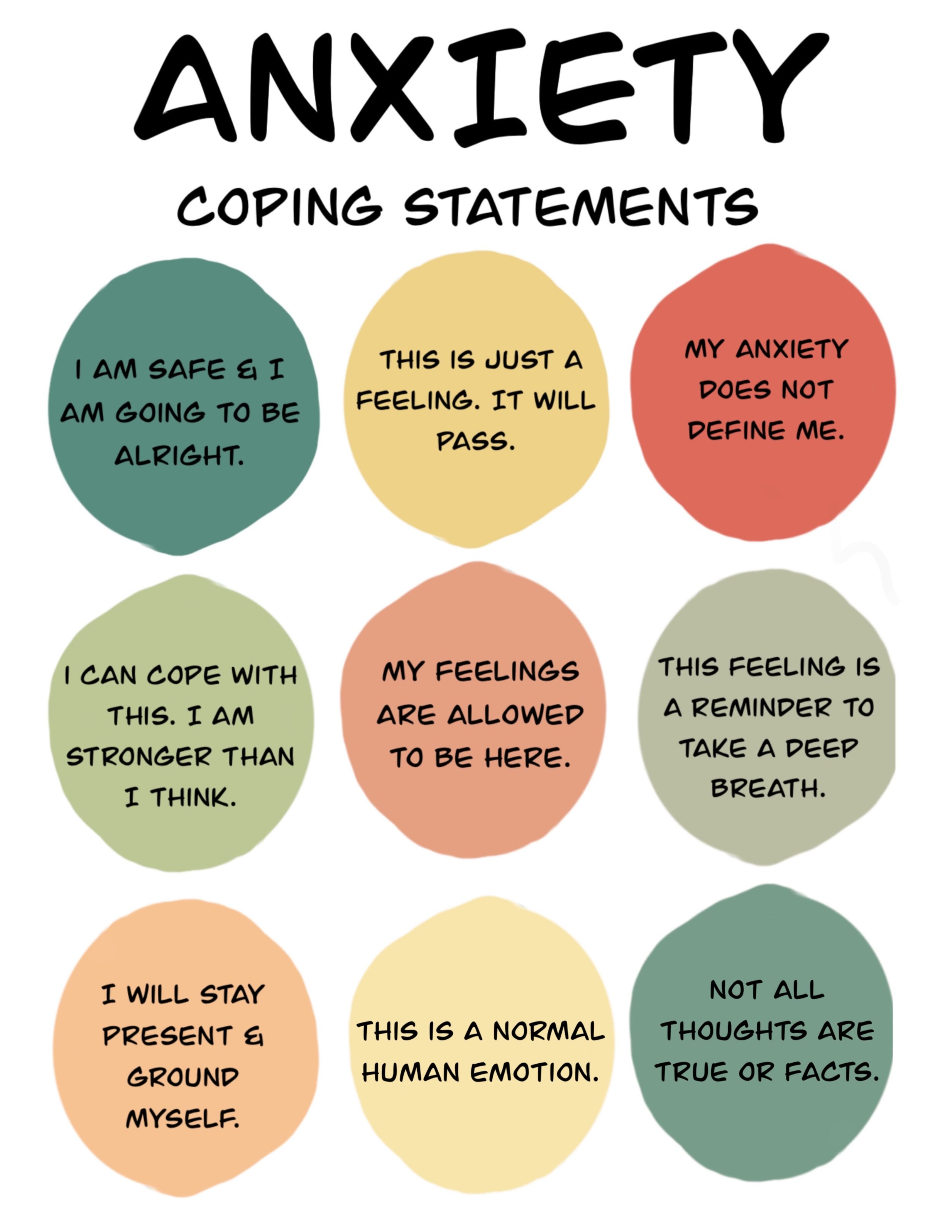 Anxiety Coping Statements Graphic - FREE!