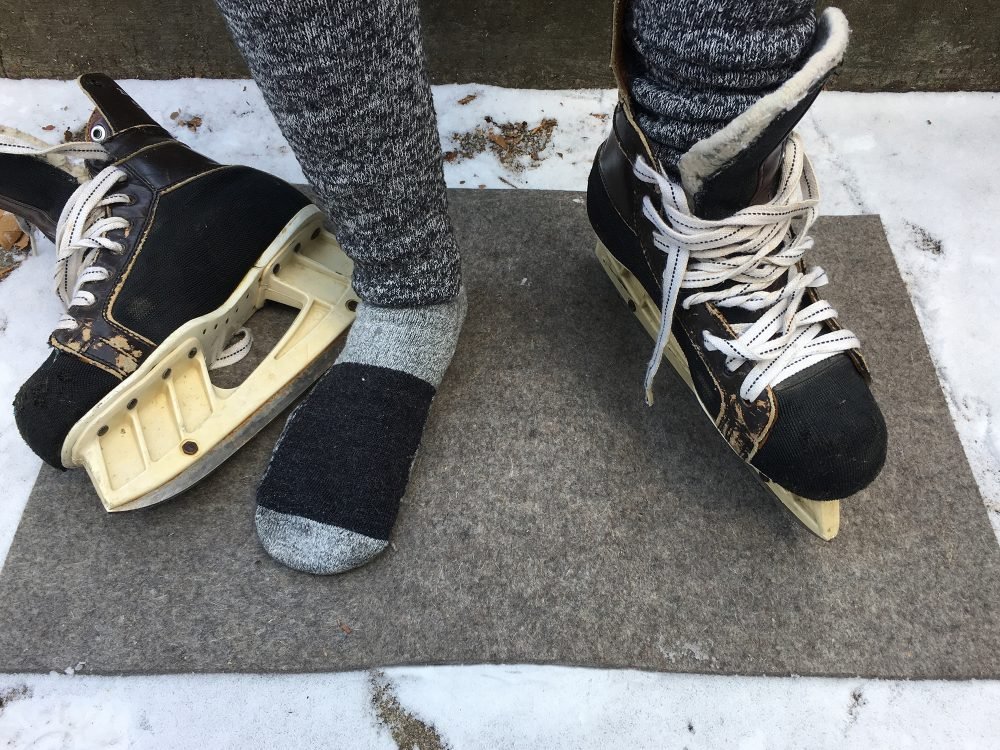... to keep feet dry when putting on skates