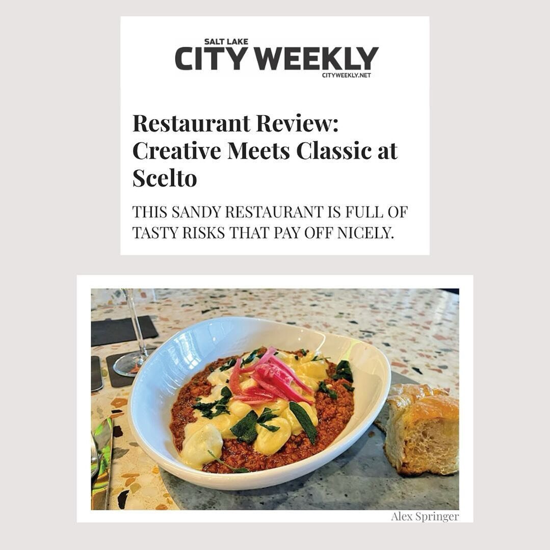 Thank you to @slcweekly for taking the time to dine with us and to share your experience&hellip;

&ldquo;This is a place you&rsquo;re going to want to check out. When I visited, I was instantly spellbound with the overall vision that Scelto is going 