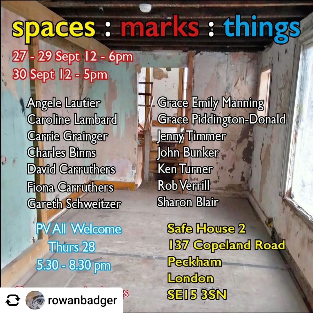 This is Elsewhere artist @rowanbadger is exhibiting at #safehouse2 in Peckham next week. 

&quot;Very honored to have been asked to be part of the 'spaces : marks : things' exhibition with such a dynamic and diversely expressive group of artists. 

I