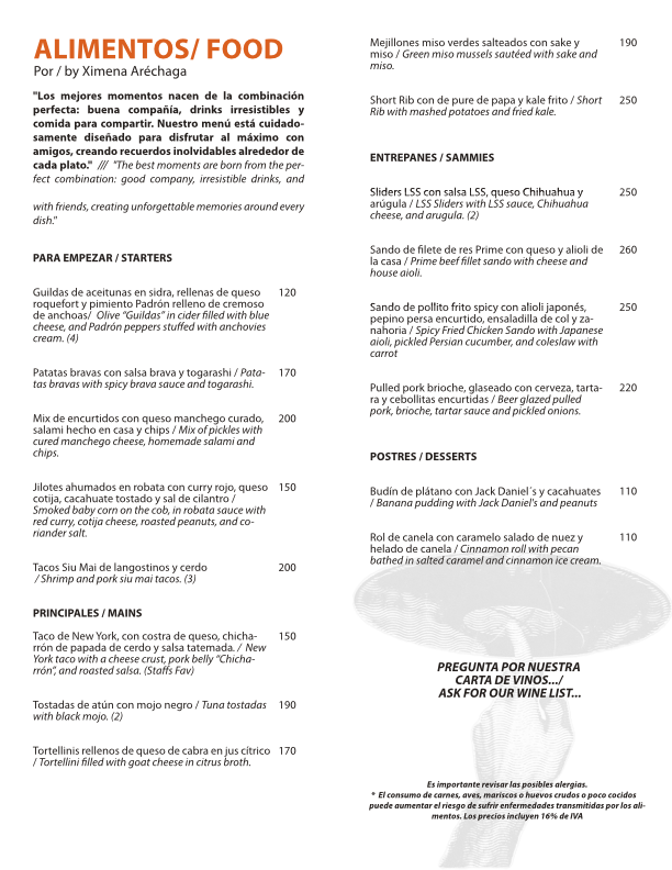 Long Story Short Cocktail Bar food menu