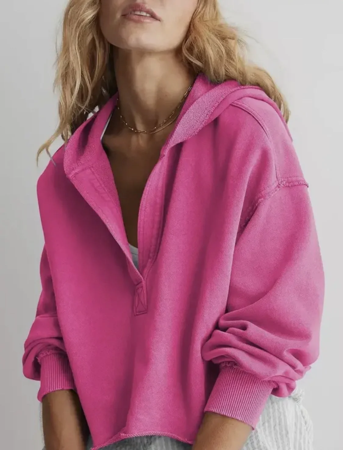 Pretty in Pink Hooded Pullover Top