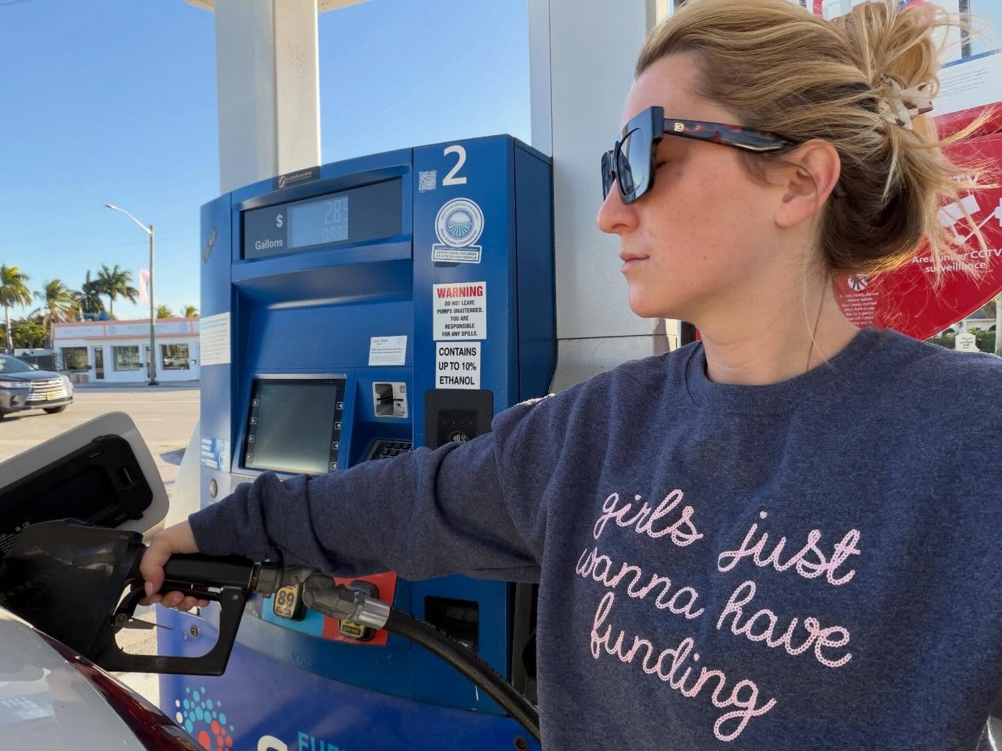 Girls Just Wanna Have their husbands fill their gas tanks. 

(Petty Meggie took a photo the one time I&rsquo;ve done this in ages 🥲 which my son would call &ldquo;rage bait.&rdquo;) Happy weekend my friends! ☀️
