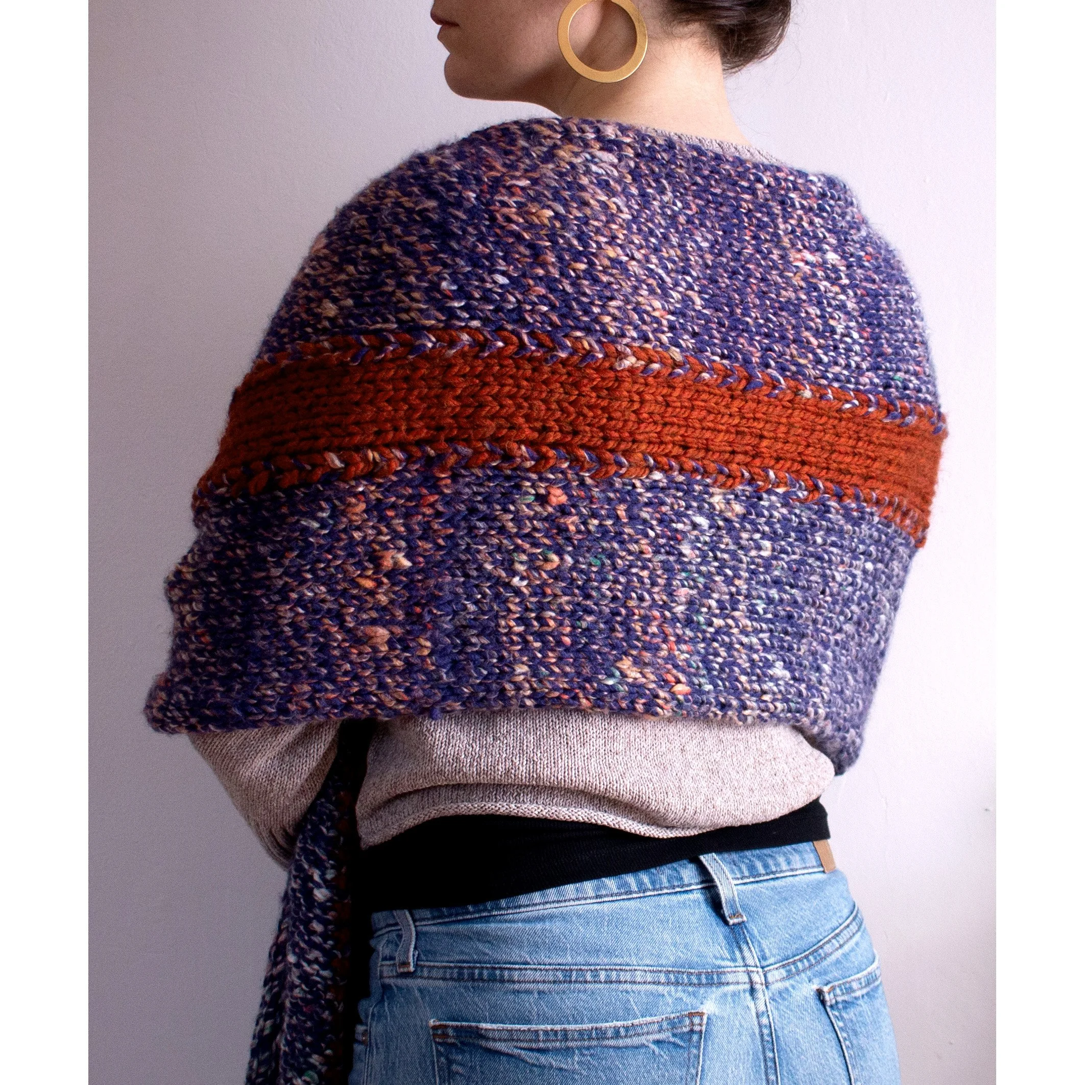 ✤ Hand Knit Wide Single Stripe Scarf