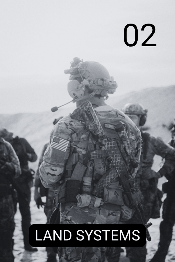 Military vehicles, ground support equipment, machinery, and land-based defense/industrial systems.