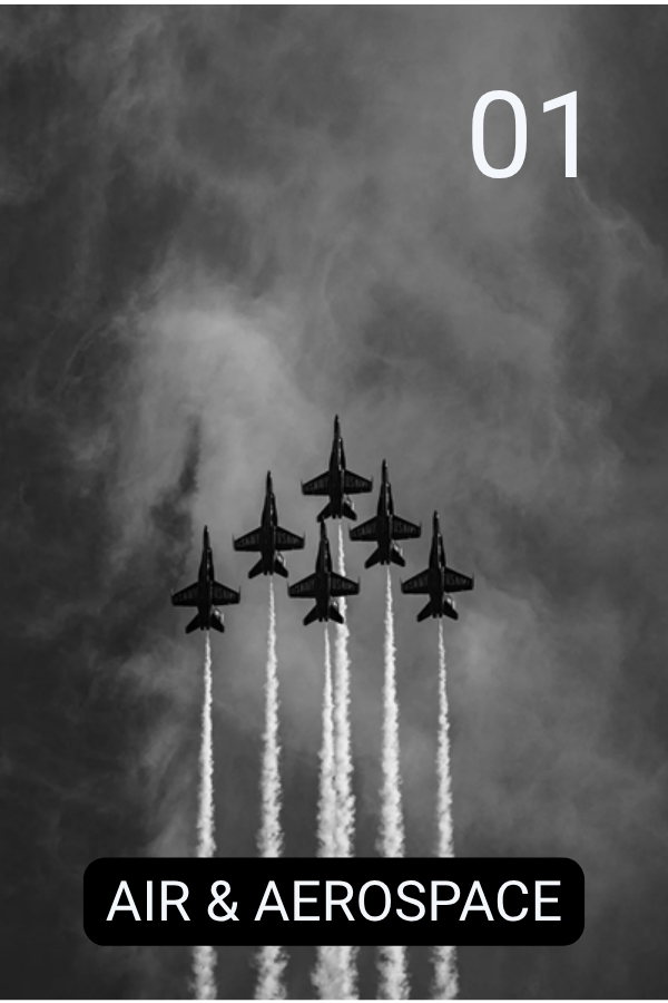 Aircraft, aviation systems, aerospace manufacturing, MRO, and related defense platforms.