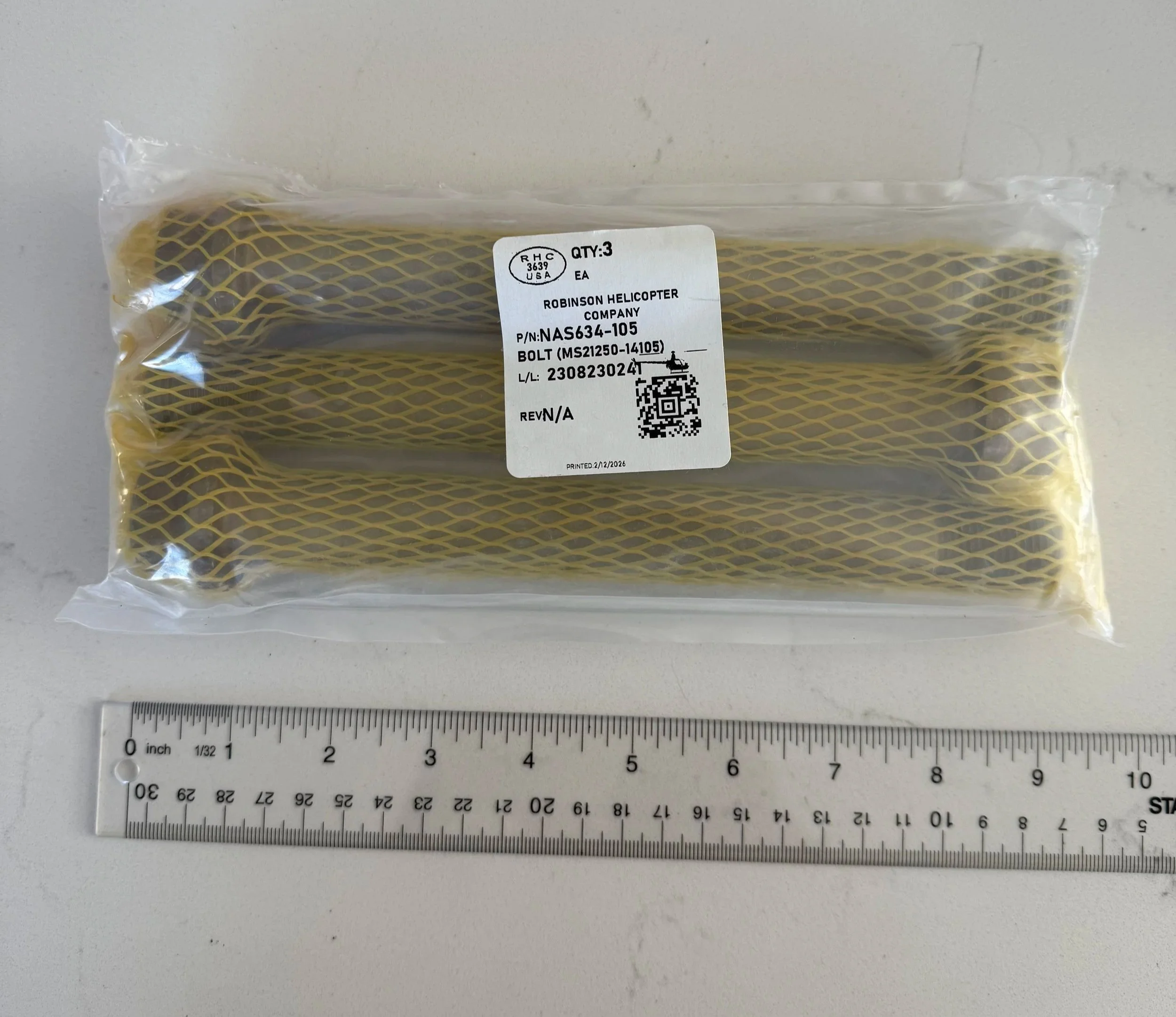 In Stock: NAS634-105 Bolt (MS21250-14105) Robinson Helicopter Main Rotor Blade Bolt