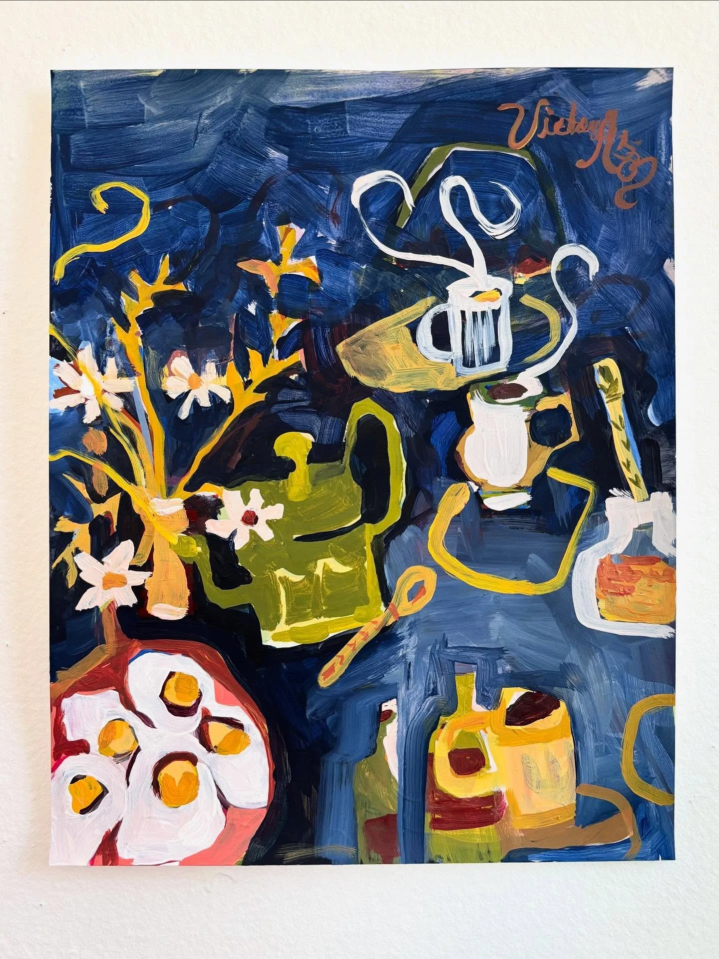 &ldquo;Huevitos for dinner&rdquo; came a long way from its underpainting. I wasn&rsquo;t sure how I&rsquo;d come out on the other side for this painting, but I&rsquo;m actually very proud with how it finished. What do you think!? #art #artist #painte