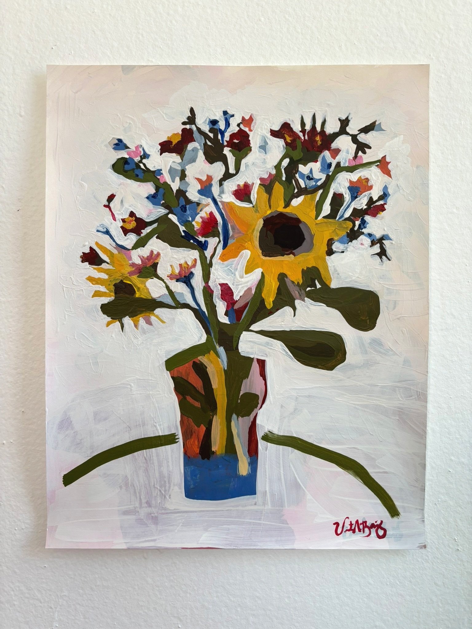 AVAILABLE - Green table, 2025, Acrylic paint on paper, 11"x14", $300