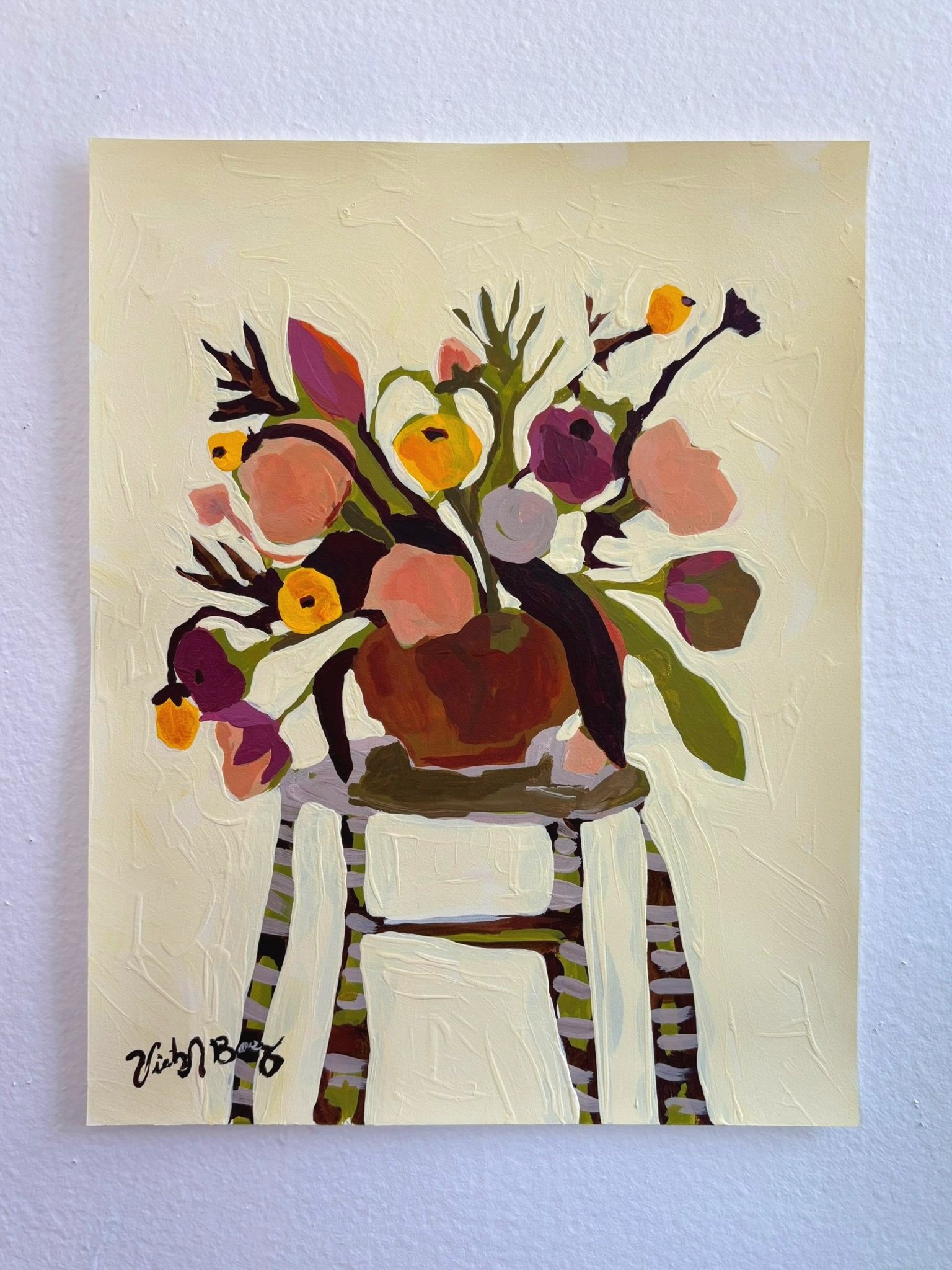 AVAILABLE - Gentle overflow, 2025, Acrylic paint on paper, 11"x14", $300