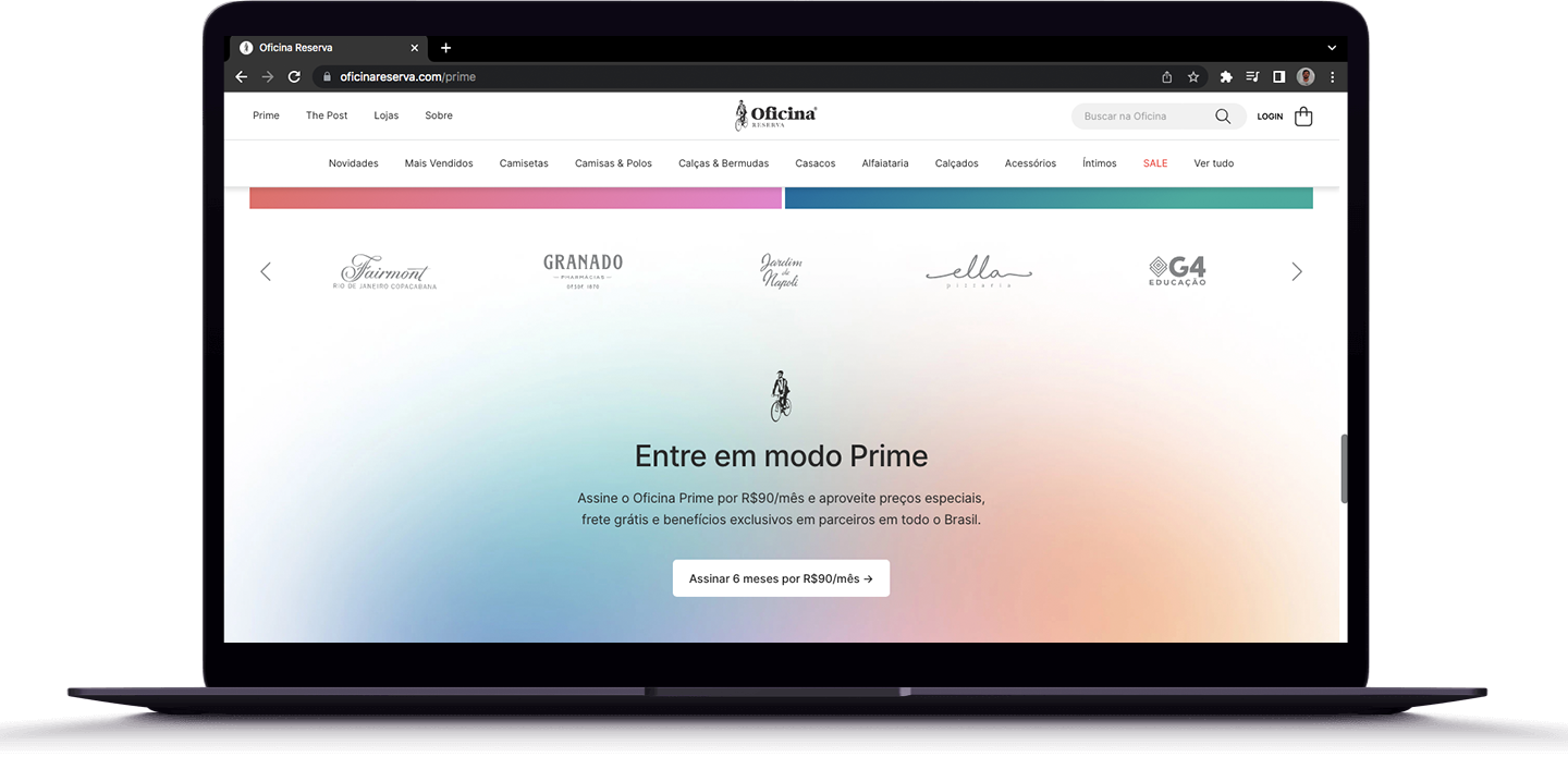 Entre em modo Prime _____ Assine o Oficina Prime por R$90/mês e aproveite preços especiais, frete grátis e benefícios exclusivos em parceiros em todo o Brasil.