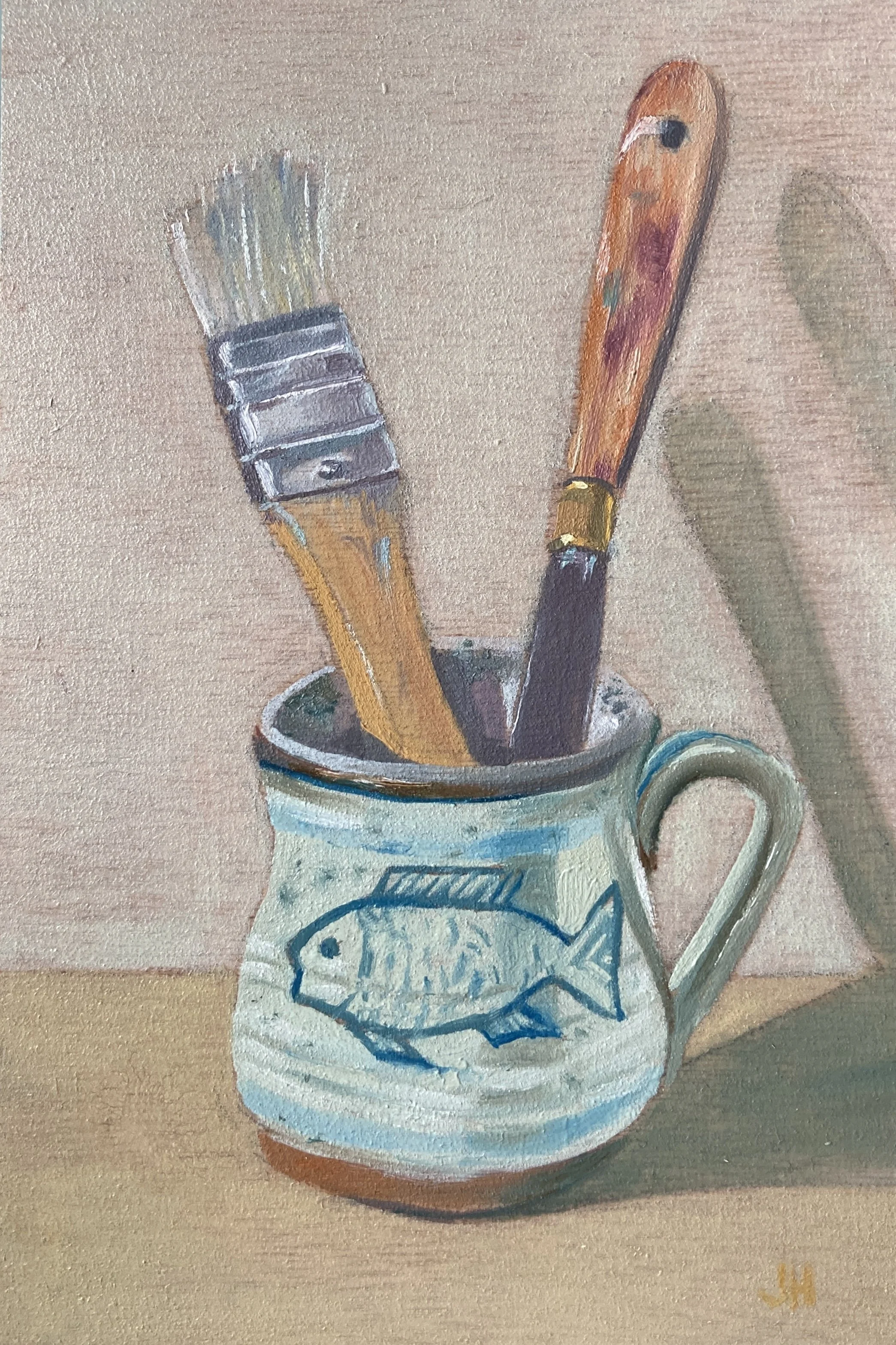 Artists Mug   oil on wood panel   4" x 6"