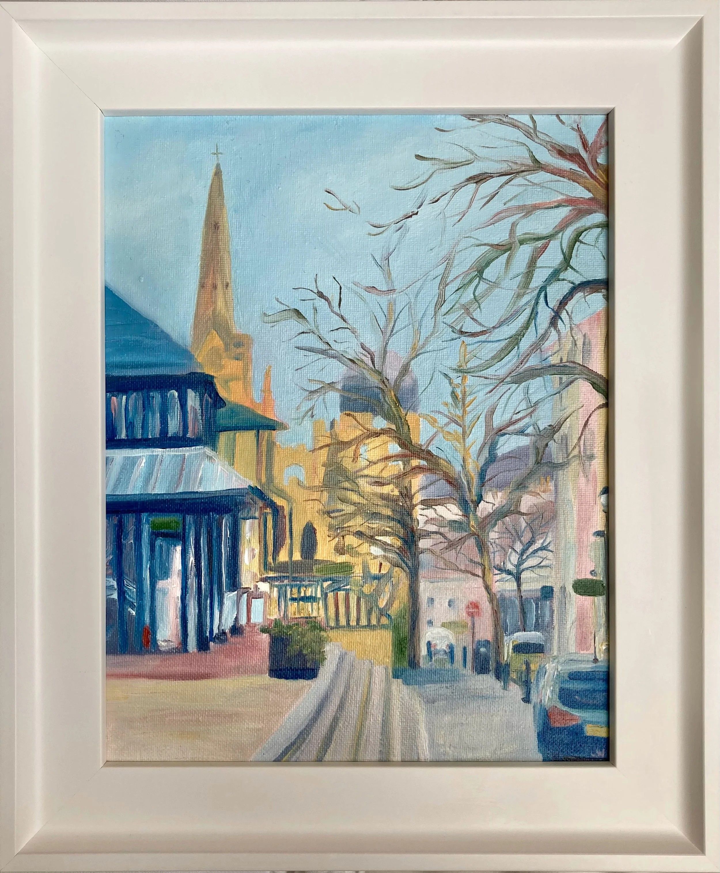 Down Montpellier Street  8" x 10"  exc frame.
Oil on canvas board