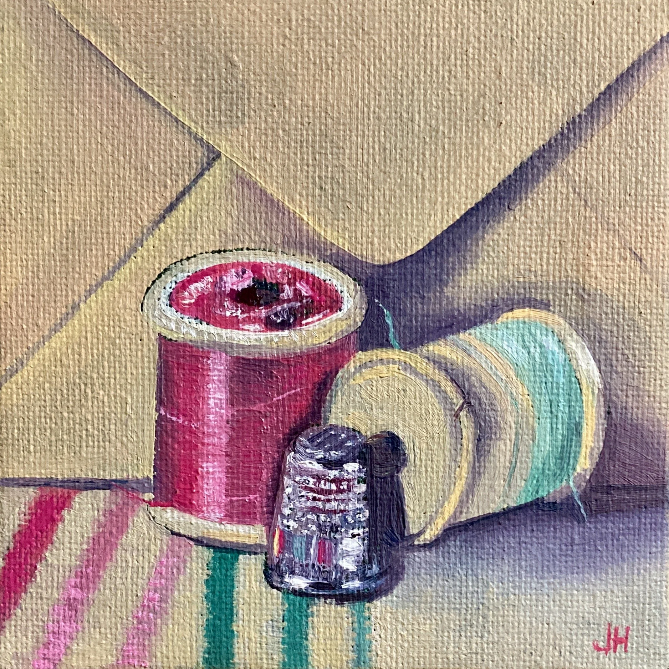 Silver Thimble   Oil on mini canvas  4" x 4"