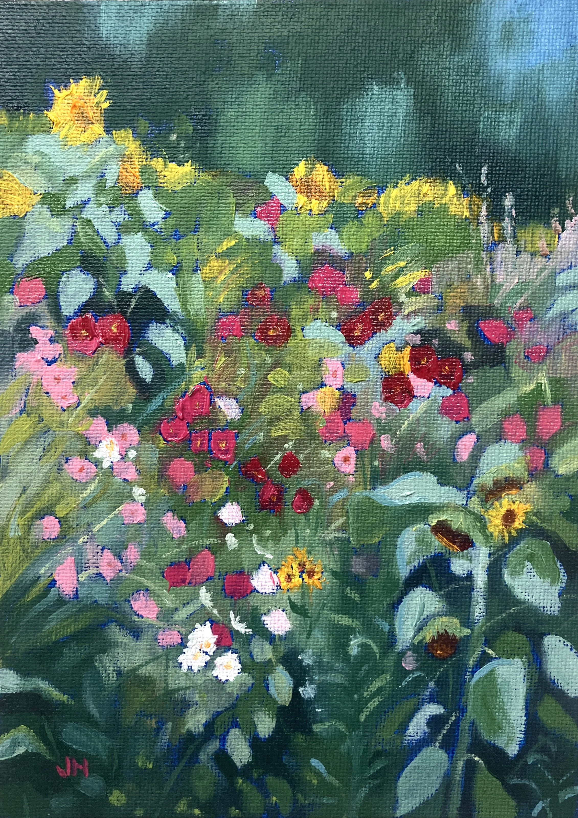 Ruskin Flowerdance   oil on canvas board  5" x7" exc frame