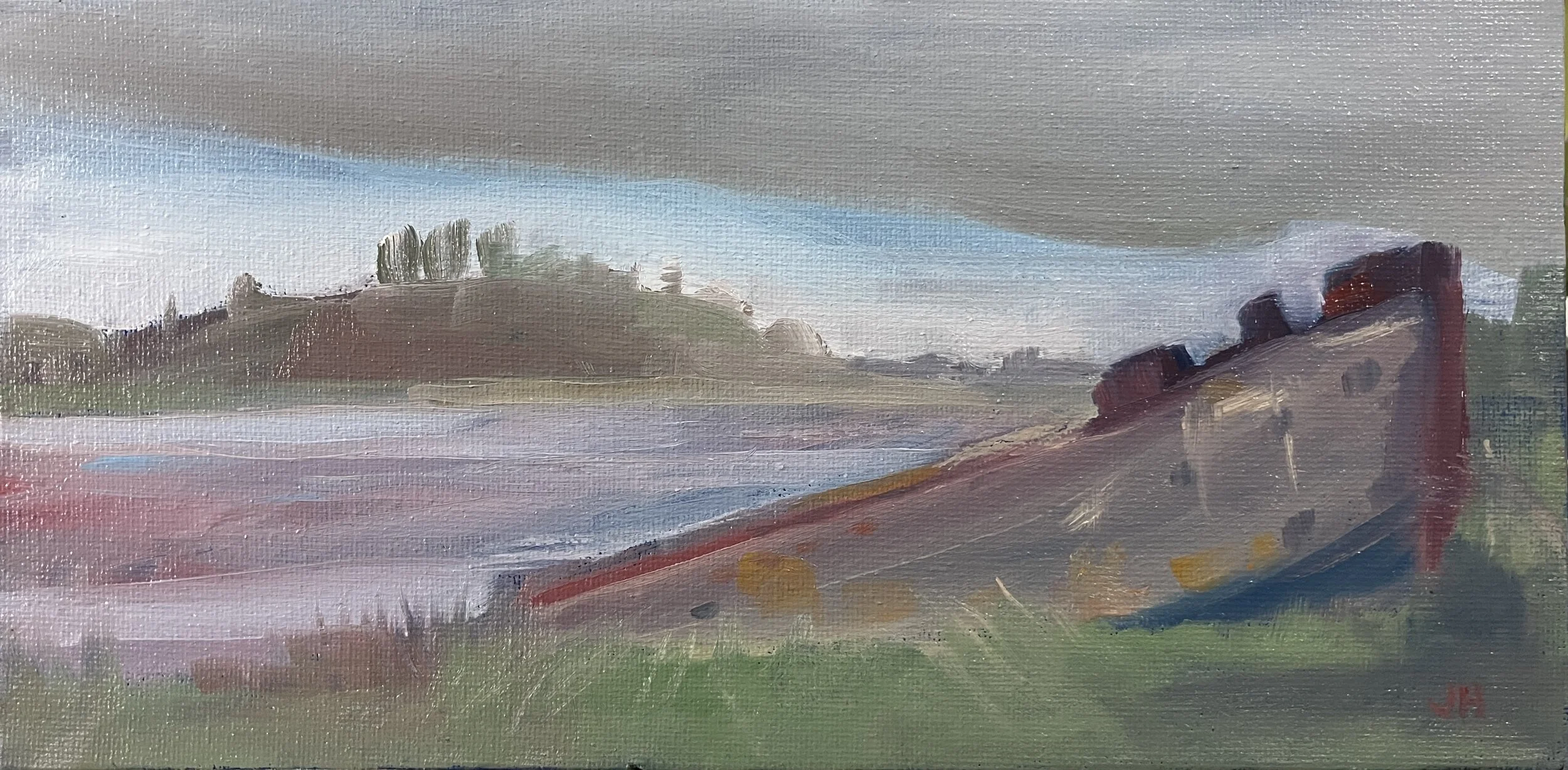 Bruised Hulk, Purton , en plein air,  oil on canvas board  10" x 5" exc frame