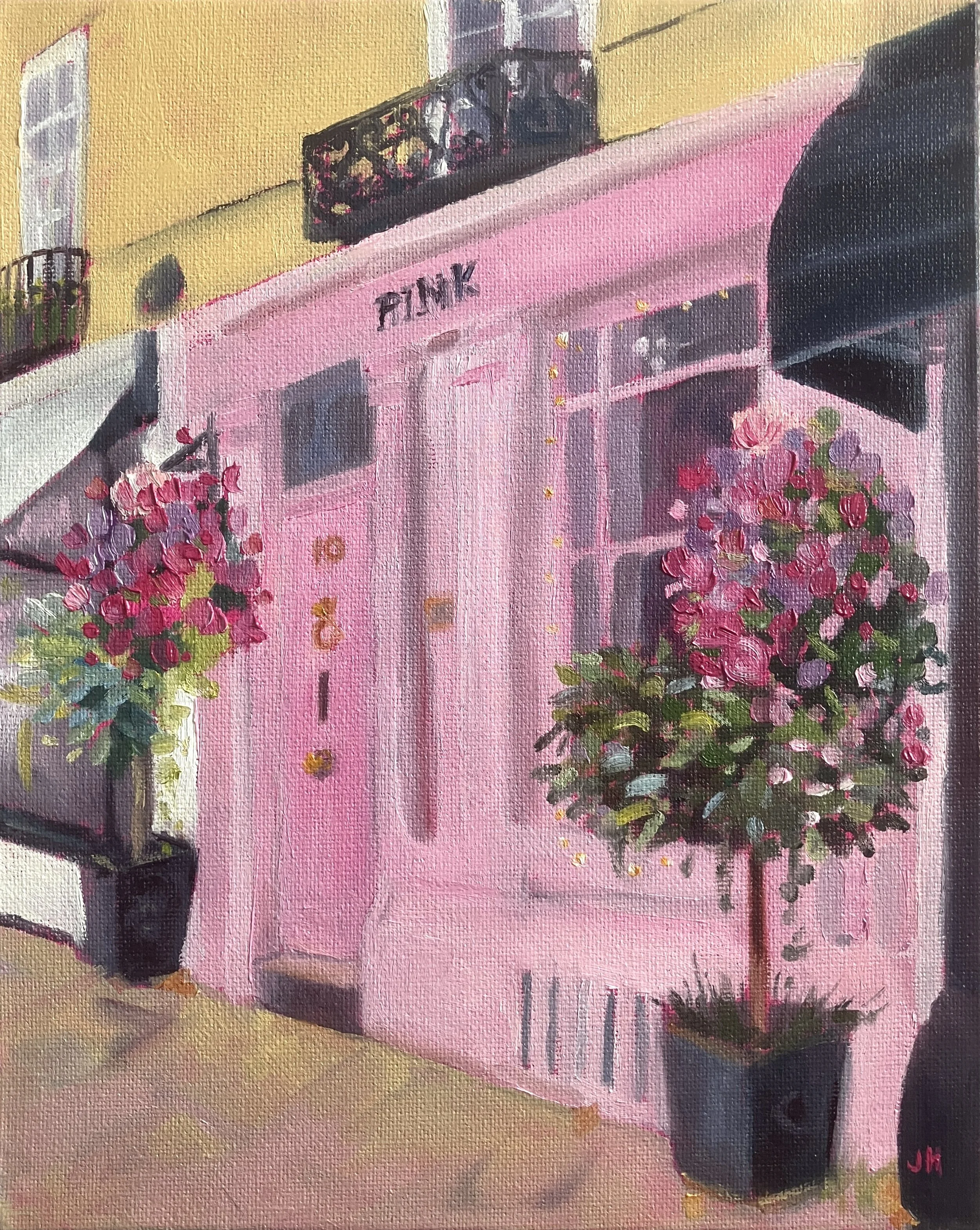 Pink! 8" x 10" oil on canvas board in white wood frame  £170