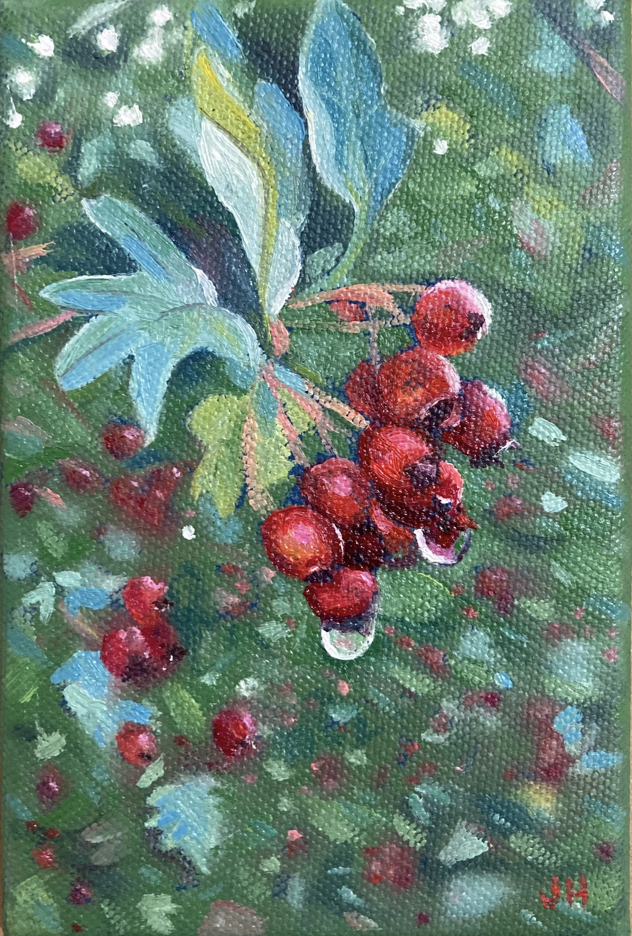 Hawthorn   oil on canvas  4" x 6" 