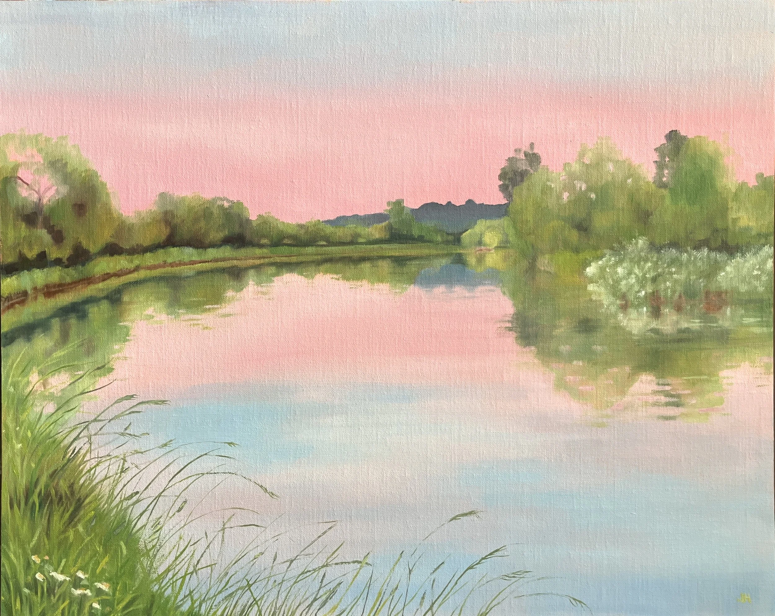 Between the Bridges   Oil on 40cm x 50cm  canvas board in white wood frame  £450