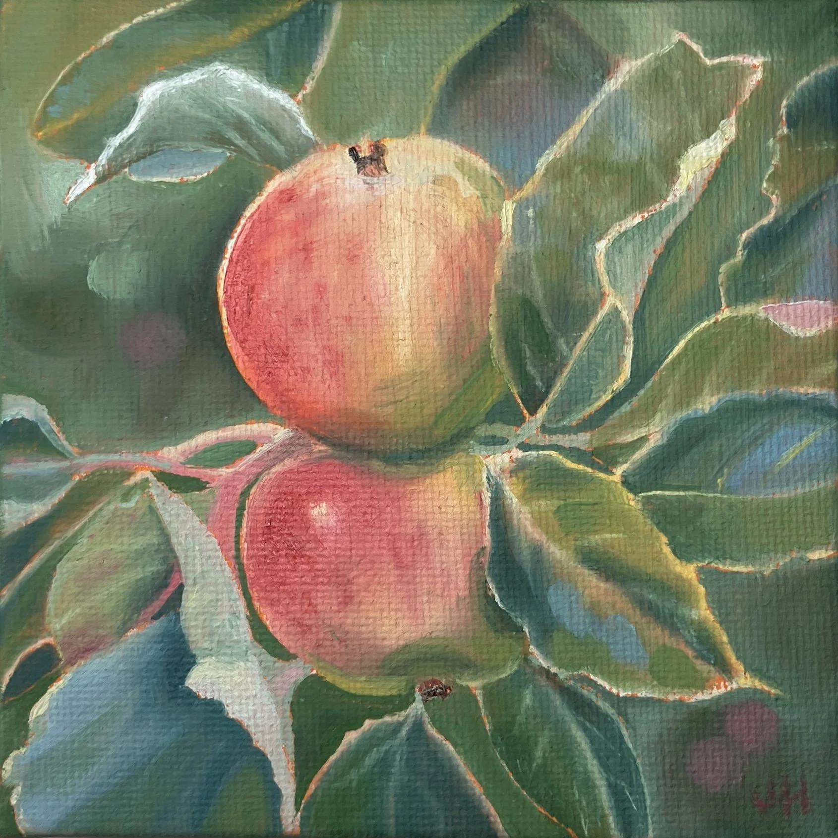 Apples  Oil on mini canvas 4" x 4"