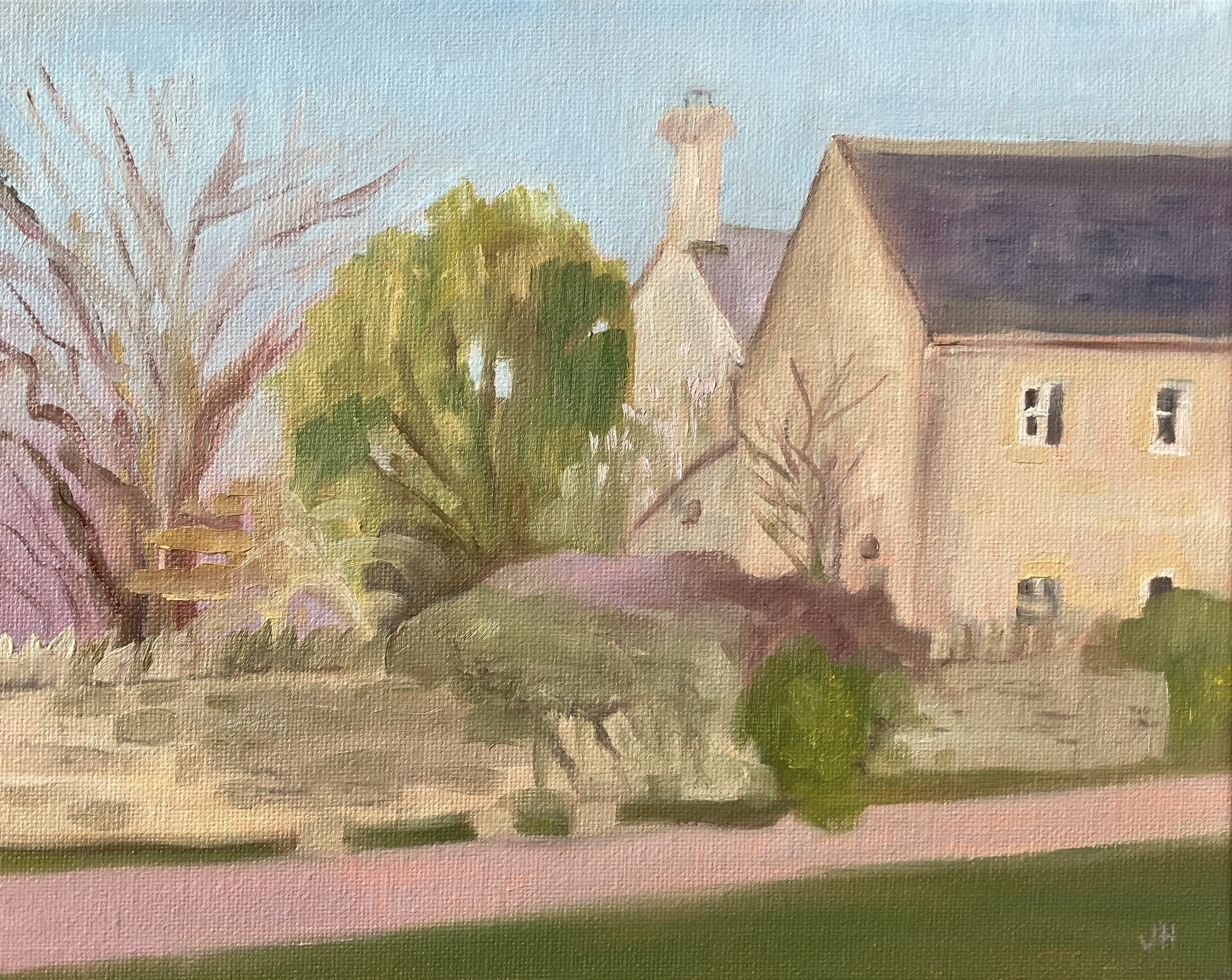 Amberley  10" x 8" oil on canvas board in white wood frame  £120