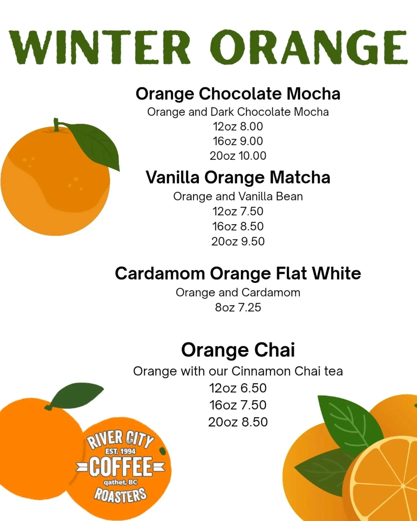 Post holiday refresh on our drink specials! 
🍊🍊🍊🍊🍊🍊🍊🍊🍊🍊🍊🍊🍊🍊🍊🍊
We love Winter Oranges here, available now and they have already been a hit! 

&middot;
&middot;
&middot;
&middot;
&middot;
&middot;
&middot;
&middot;
&middot;
&middot;
&mi