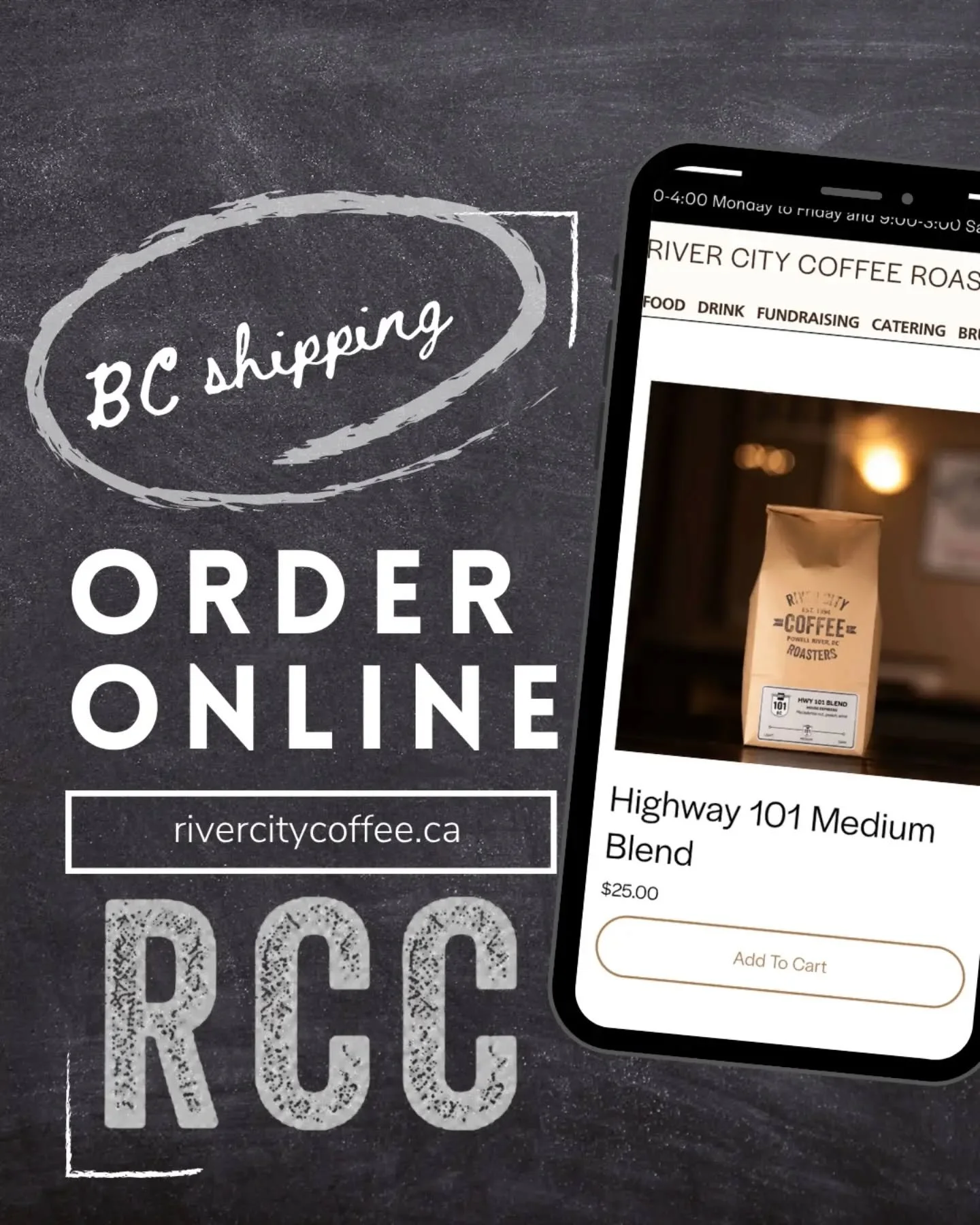 British Columbia, your mornings just got a little more River City. ☕

We&rsquo;re launching province-wide shipping&mdash;

Bringing coffee roasted fresh that week from our Powell River roastery straight to your doorstep.

Help us celebrate by claimin