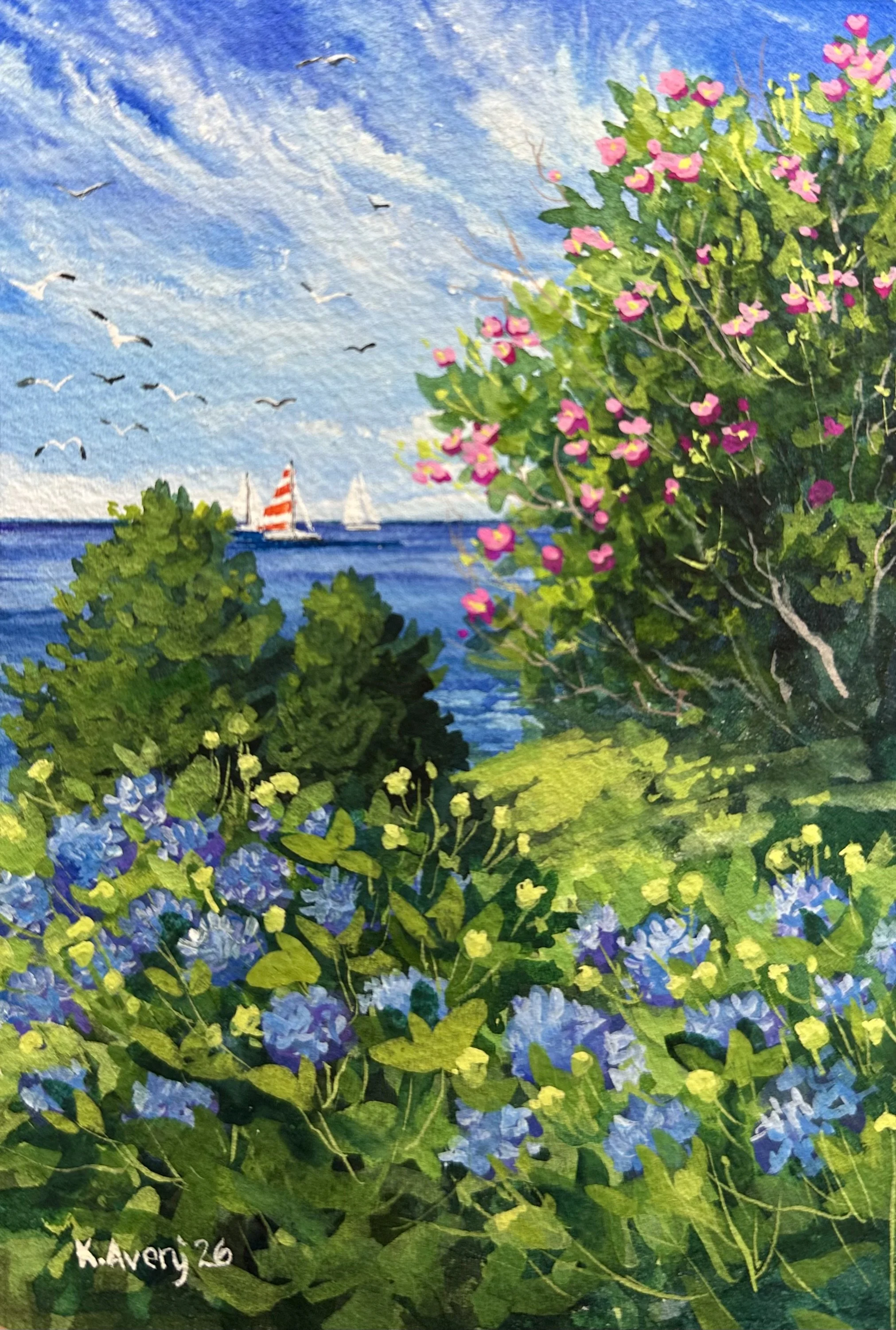 Hydrangea and Beach Roses- Kennebunkport SOLD