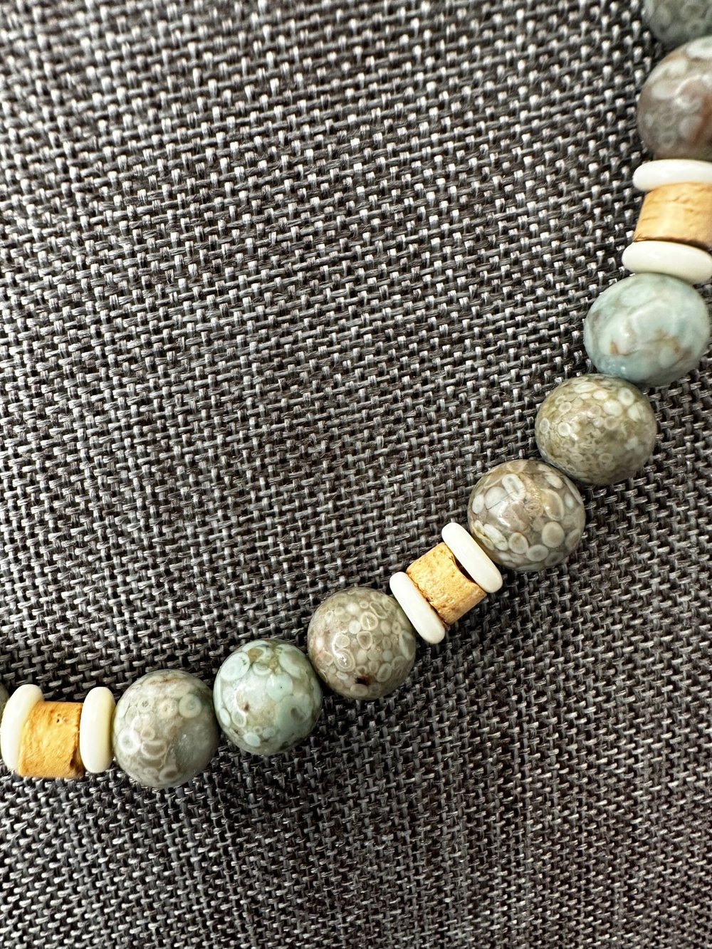 Handmade Olive Green Jasper Unisex Beaded Necklace — Magic of the East