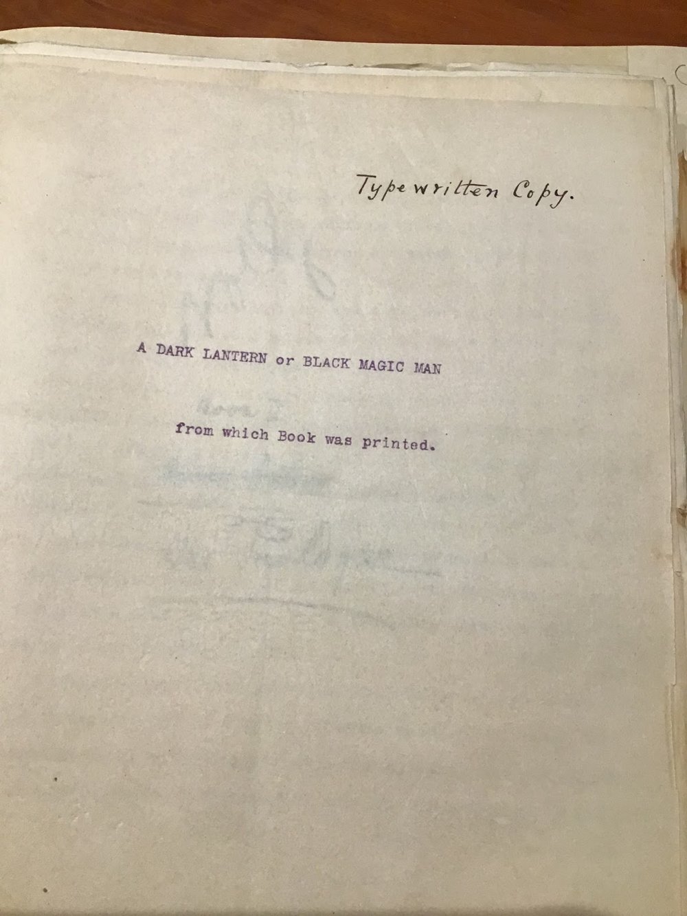  Cover of the manuscript for Dark Lantern, housed in New York University's Fales Library, shared with the kind permission of IndependentAge.org. 