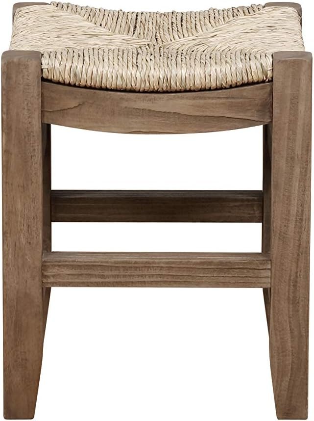 Alaterre Furniture Newport H Wood Stool with Rush Seat   