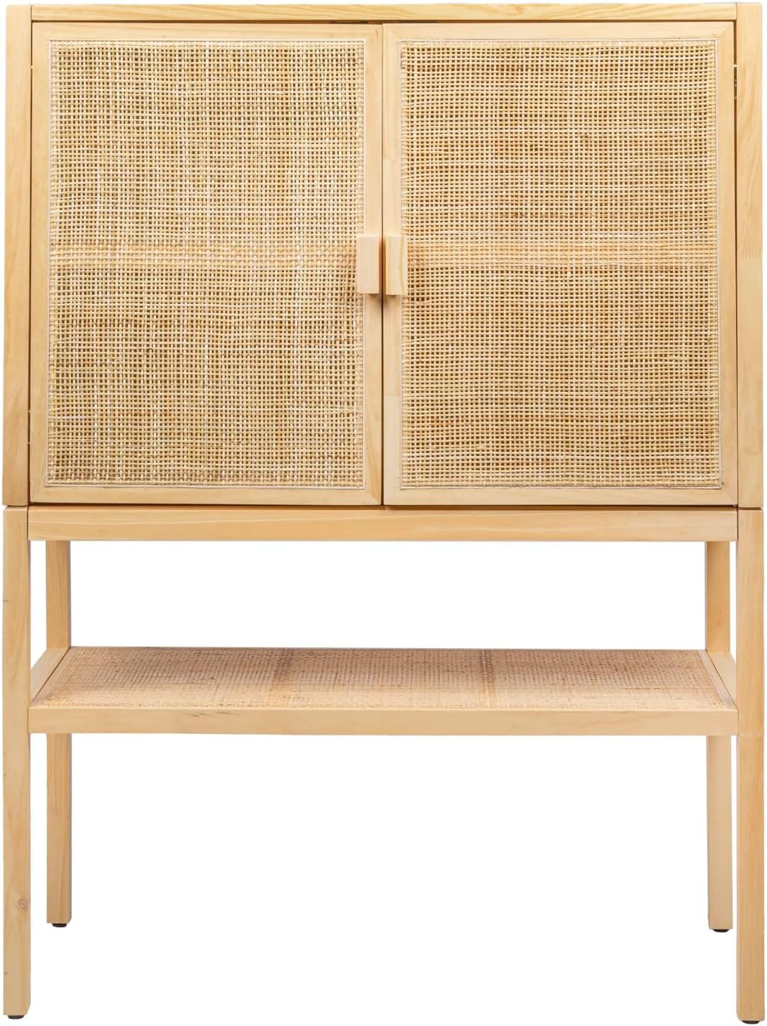 Creative Co-Op Boho Woven Rattan and Wood Cabinet