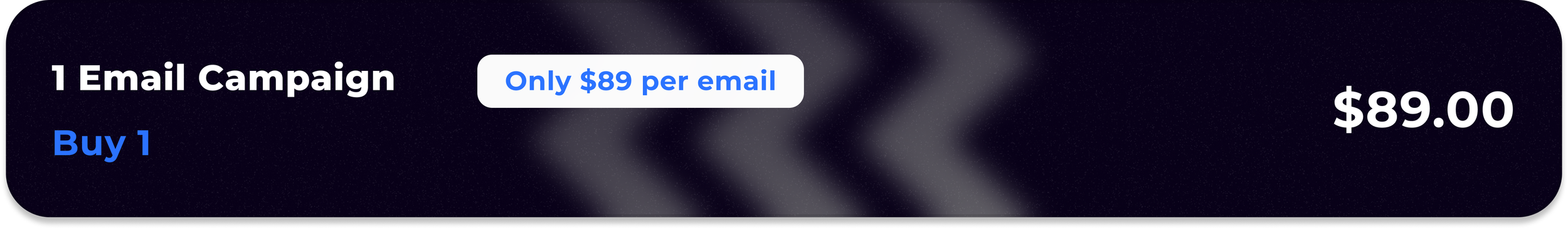 Email campaign pricing banner showing $89 per email and a special offer.