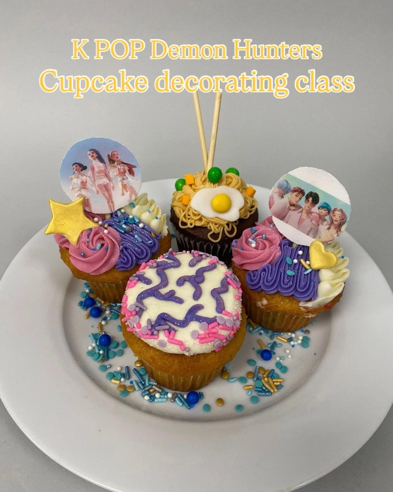 👹🧁 K-POP DEMON HUNTERS CUPCAKE CLASS 🧁👹
Summon your inner idol and decorate cupcakes inspired by fierce K-pop demon vibes!
📅 February 7 @3pm ages 6 &amp; ⬆️ 
✨ Bold designs &bull; epic colors &bull; main-character energy
Spots are limited&mdash;