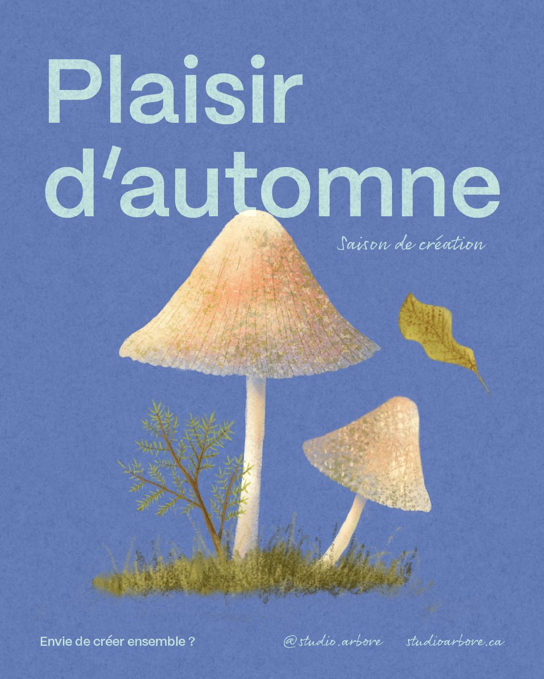 Illustration inspir&eacute;e par l&rsquo;automne. 🍄🍂 Un petit plaisir que je me suis accord&eacute; de jouer avec de nouvelles techniques. J&rsquo;en ai profit&eacute; pour en faire une petite affiche qui revisite l&rsquo;automne. L&rsquo;utilisati