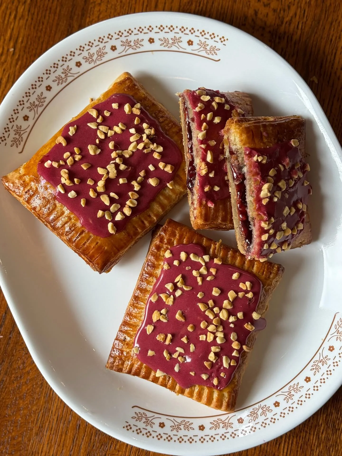 Our newest PB&amp;J Pop Tart hits the pastry case today 🍇🥜

Local Concord grapes made in to a smooth jam and paired with crunchy peanut butter in a buttery, flaky pastry.