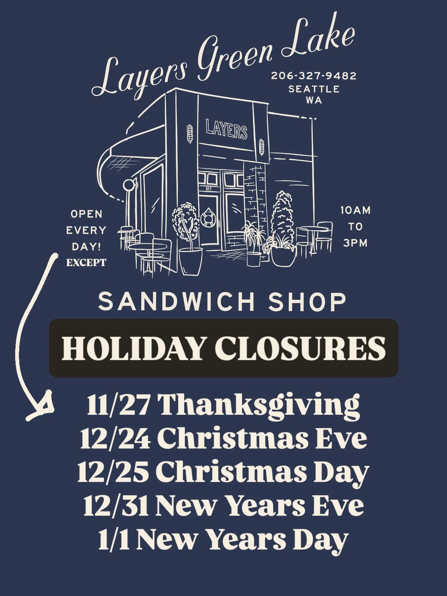 🎄 We can&rsquo;t wait to meet your parents, long lost cousins and beloved grandmothers this holiday season - the more the merrier! ⛄️ Please note our scheduled shop closures - sandwiches any other days but these!