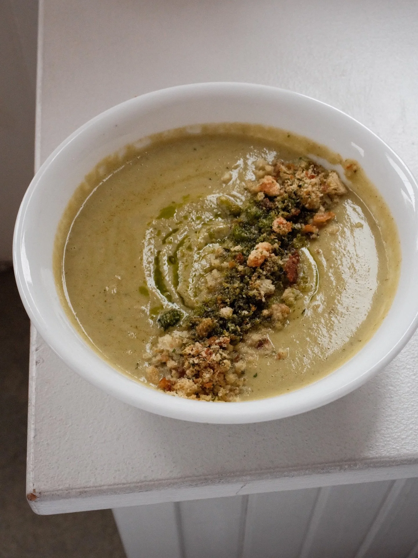 Broccoli Cream is our latest soup! Topped with bread crumb and sage-parsley oil. #glutenfree It&rsquo;s pure comfort, and pairs exceptionally well with a sandwich, any of them, all of them. Take a break from running errands, we&rsquo;d love to nouris