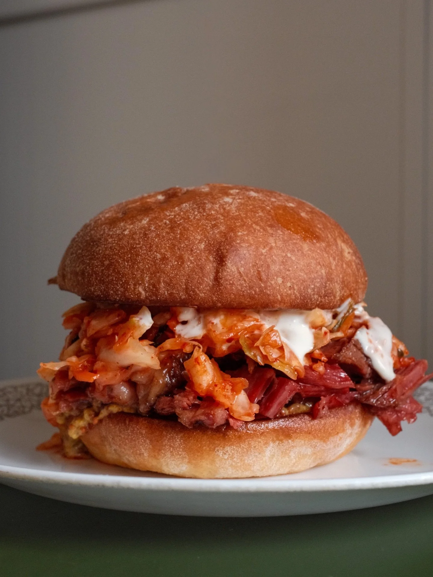 Your corned beef dreams have come true early this year! 26-hour house corned beef, kimchi, aioli and deli mustard on a toasted potato bun. Available now and as long as it lasts this weekend!