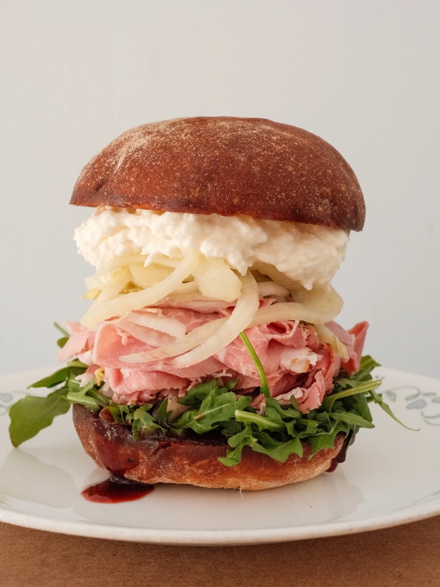 The ultimate summer sandwich, besides the TBR, and besides the Captain Rick, and besides everything else on our menu 😂 &hellip;Strawberry Fields Forever!! Fra&rsquo;Mani rosemary ham, buratta, roasted strawberry preserves, pickled fennel &amp; arugu