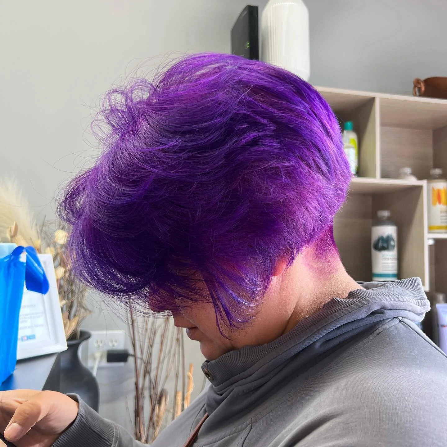 did someone say purple&hellip;? 💜

This awesome cut + color was done by our stylist Meysa! @hairby.meysa 

Looking to book an appointment? Give us a call 7804751149 or give us a message and we&rsquo;d be happy to get you in 🤍 
#explore #explorepage