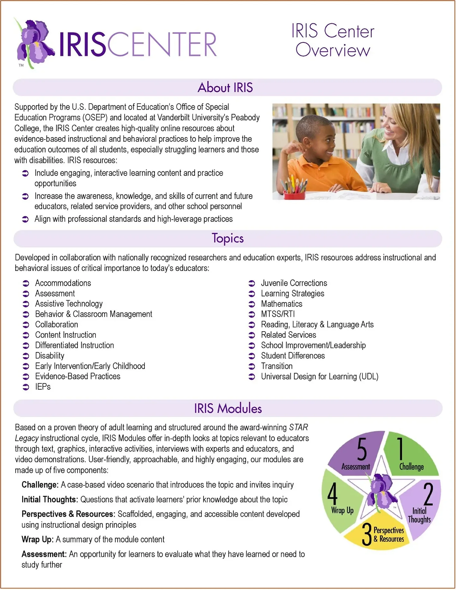 InDesign handout - IRIS Center brochure