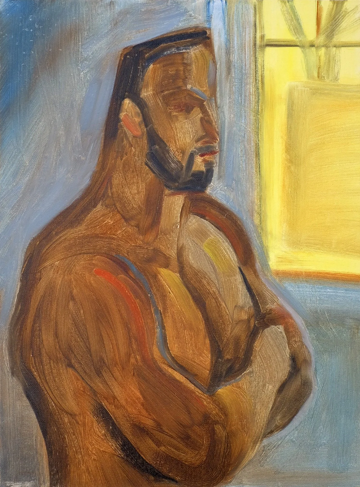 Yellow window,  oil on canvas board, 30x40cm